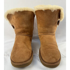 UGG Short Boots Size US 9 Australia Keely Sheepskin Chestnut Brown Winter Mom